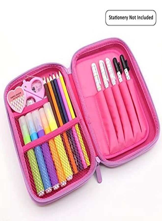 SHB Unicorn Print Large Capacity Hardtop EVA Pencil Pen Holder Case Box with Compartments for School Kids Girls Boys Multipurpose (Unicorn 1) (Flamingo) - Image 5
